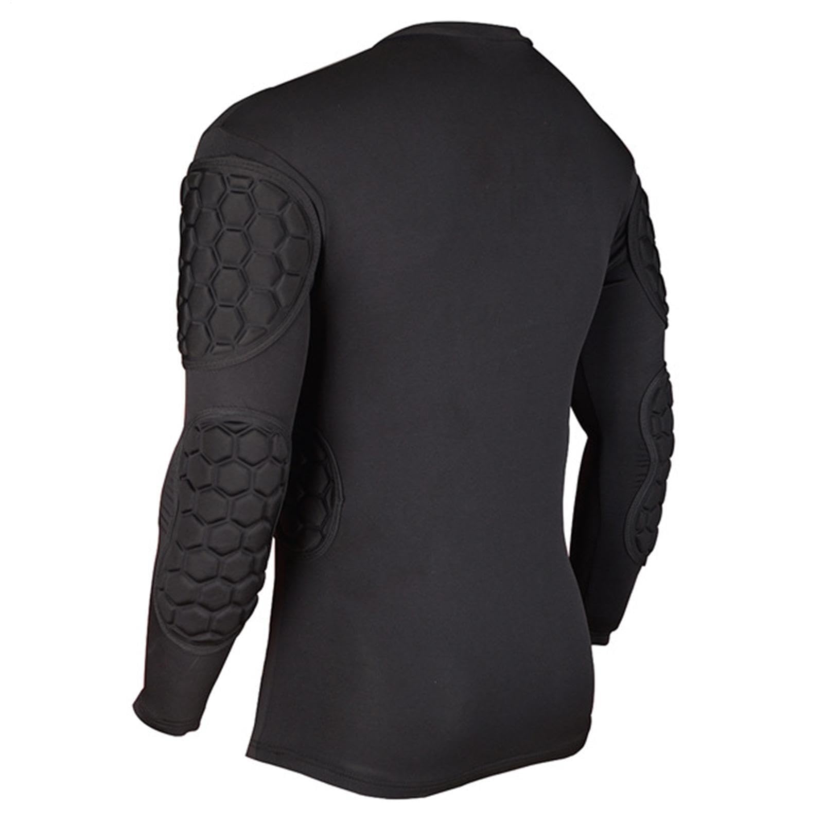 Camicia imbottita per giovani – Maglia da portiere a maniche lunghe, camicia di compressione di protezione con torace, gomiti e spalline, ideale per l'allenamento di calcio, baske