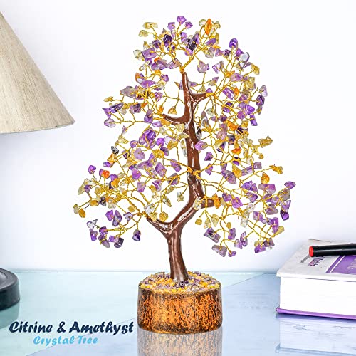 Amethyst Tree - Gemstone - Crystal Bonsai Tree - Yellow Aventurine - Crystal Tree - Tree Of Life Decor - Spiritual Gift - Money Tree - Chakra Tree - Feng Shui Tree - Good Luck #TOP2