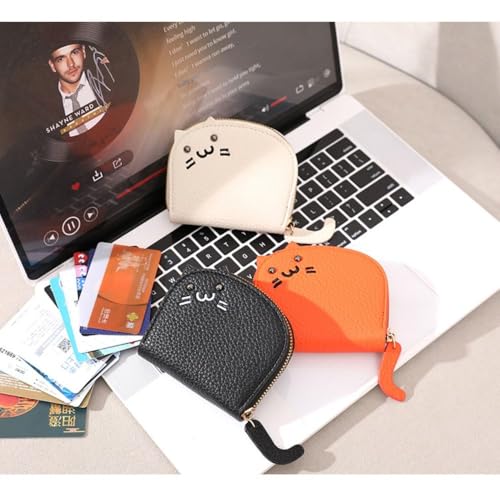 Cartoon Compact Wallet 8-Card Slot Zipper Coin Purse & Keychain(white)3