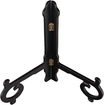 Oriental Matte Black Plate Stand 10"H