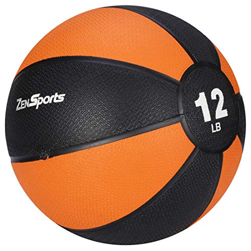 ZENY Fitness Medicine Ball 12lb, Weighted Exercise Ball with Textured Grip Fitness Core Strength Training Rubber Ball Home Gym Workout Equipment