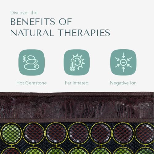 Image of HealthyLine Far Infrared Light Electric Heating Pad for Pain Relief - 50 Pieces Natural Jade and Tourmaline Gemstones - Negative Ions, Flexible Mat - FSA or HSA Eligible