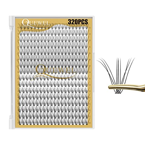QUEWEL Lash Clusters 320Pcs 10D+20D C Curl Lash Cluster Eyelash Extensions