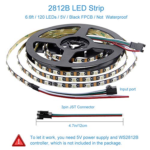 Image of ALITOVE WS2812B LED Strip, 5mm Width Super Narrow RGB Addressable Light Strip 6.6ft 120 LEDs Programmable Dream Color Digital Pixel Rope Light 5V for Home Theater Bedroom Bar Decor (Pack of 4)