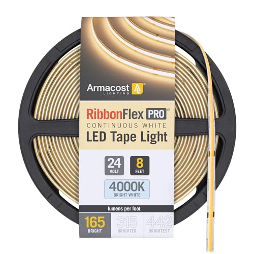 Image of Armacost Lighting RibbonFlex Pro 24V White COB LED Strip Light Tape 4000K, 165 Lumens /Ft, 2.5M 171310