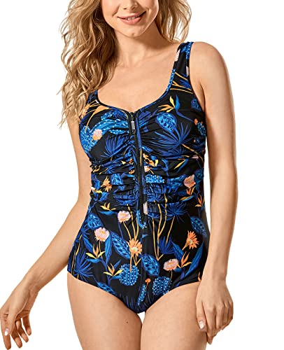 DELIMIRA Badeanzug Damen Bauchweg Große Größe Einteiler Vorne...
