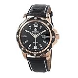 MG.Orkina Black Leather Luxury Style Men's Quartz Wrist Watch Black Dial With Calendar