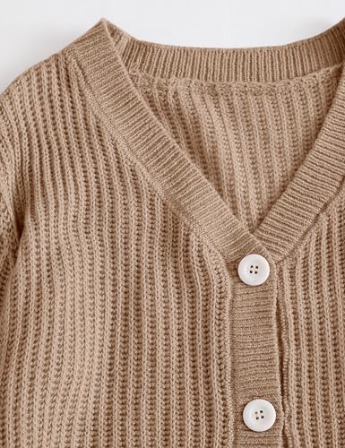 Image of Womens Puff Sleeve Cardigan Long Sleeve Open Front Button Down Knit Sweaters