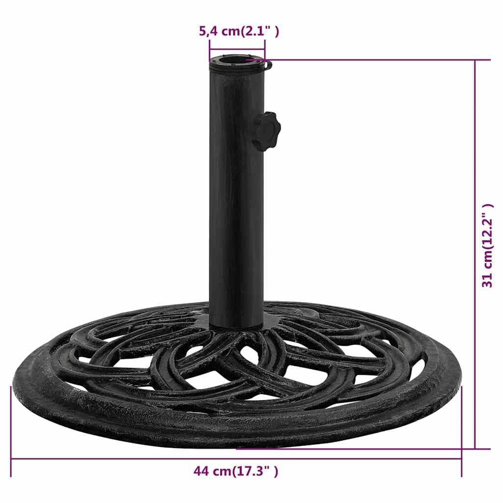 Supporto per ombrellone nero in ghisa, 44 x 44 x 31 cm, con adattatore per aste da 35, 38, 48 mm, base fissa per balcone, terrazza, giardino