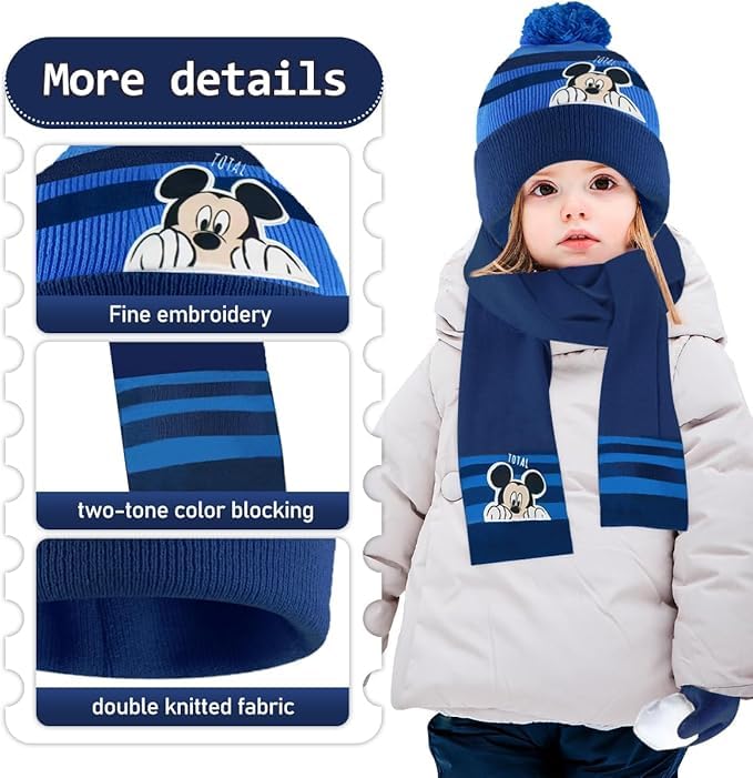Set Guantes Niña Gorro Invierno Niño Bufanda Tejido de Punto