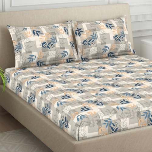Image of Welspun Polycotton Double Bedsheets with 2 Pillow Covers Soft & Skin Safe Bed Sheets - Harmony | 120 Tc (Ornate-Soft Cashmere)