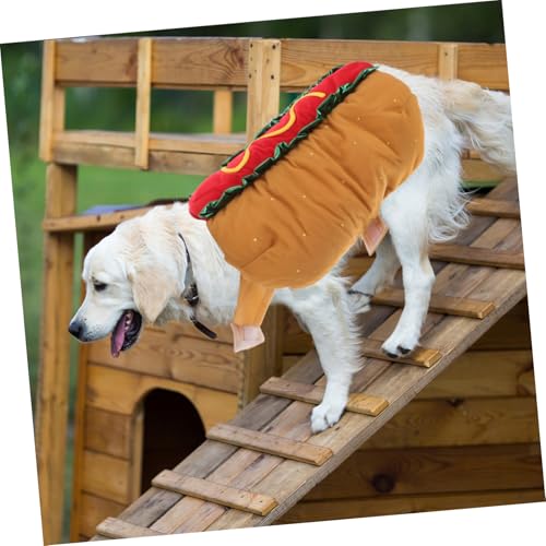 Disfraz divertido de perrito caliente para perros y gatos miniatura 4