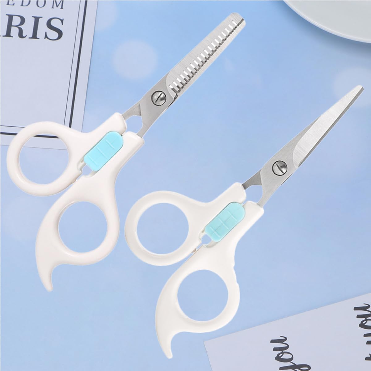 FOMIYES 3 Set di Forbici da Parrucchiere Strumenti per Lo Styling dei Forbici per Set di Forbici 1 Forbice a Denti Piatti Portatile per 2 Pezzi * 3