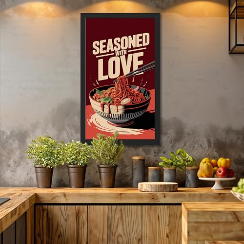 Image of NoWorries Wall art framed painting food posters for cafe decor (Synthetic wood frame) inch300 GSM premium art HD prints inch Wall painting for Home & Kitchen Decor (Pattern illustration)( Set of 1, Framed Painting) (BLACK, ART-10, 10X19INCHES)