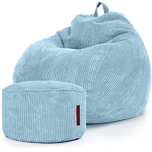 Green Bean® 2er Set Indoor XXL Sitzsack + Pouf mit EPS-Perlen Füllung -...