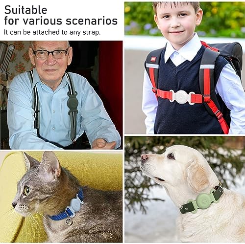 2-Pack for AirTag Holder Compatible with Apple AirTag,Pet Silicone Protective Cat Dog Collar for Airtags Holder,GPS Tracker Collar Holder (Pink+White, Small) — view 8