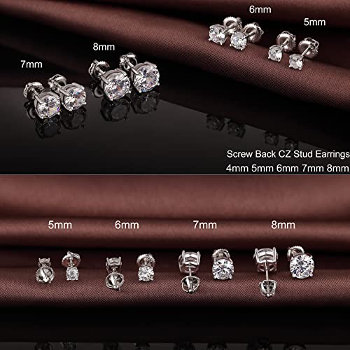 Mens Earrings Diamond Studs Men Stud Earrings Men Diamond Earrings Cubic Studs Screw Back Cubic Zirconia Earrings Cz Earrings Studs Diamond Earrings Studs Sterling Silver Cubic Zirconia Studs 6Mm #TOP7