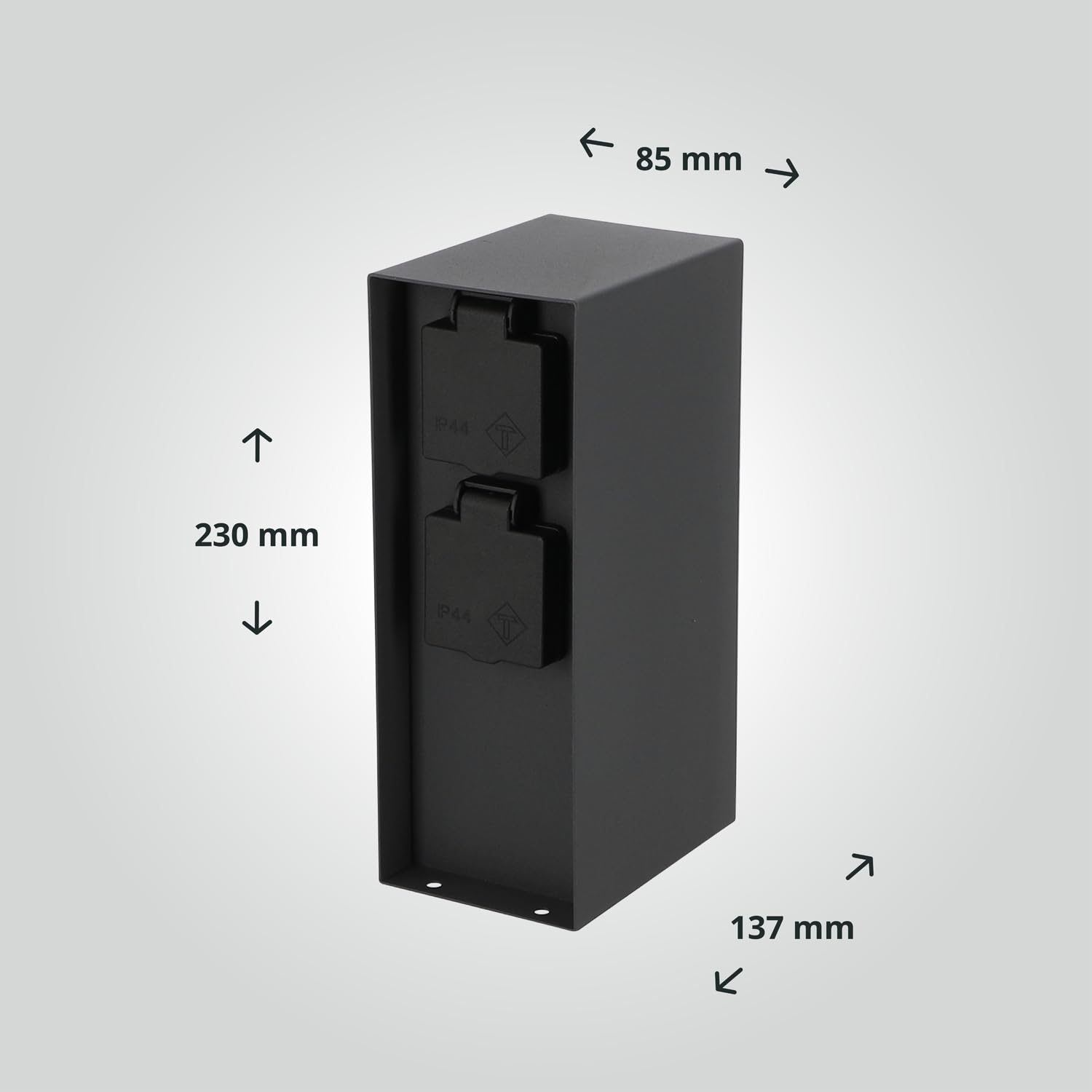 LED Universum - Enchufe de jardín "Karl" columna de corriente exterior de acero inoxidable IP44 antracita con 2 enchufes de protección de contacto y 1 enchufe CEE para campistas, autocaravanas