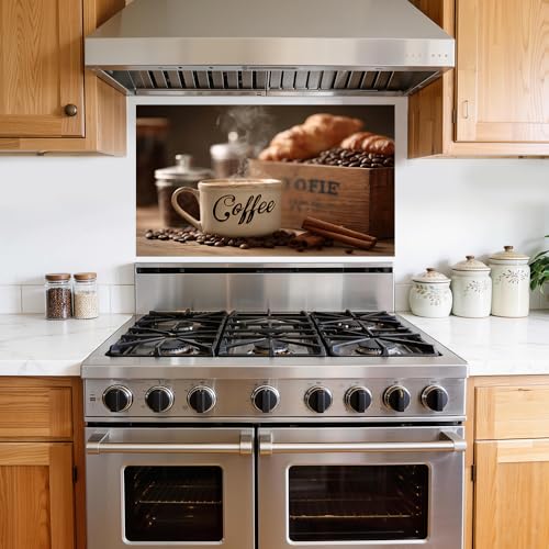Image of Coffee Cup Croissant Backsplash Peel and Stick, 30x16 in