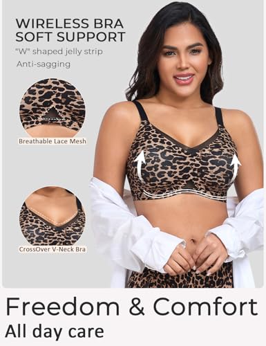 Image of Gailife Womens Jelly Comfortable Bras for Women No Underwire Supportive Bra | Wireless Bra Seamless Bralette Push Up,Soft Tshirt Bras,Mesh V /V Neck,U-back /X-back,Breathable Semi-fixed Pads,Bra Extender