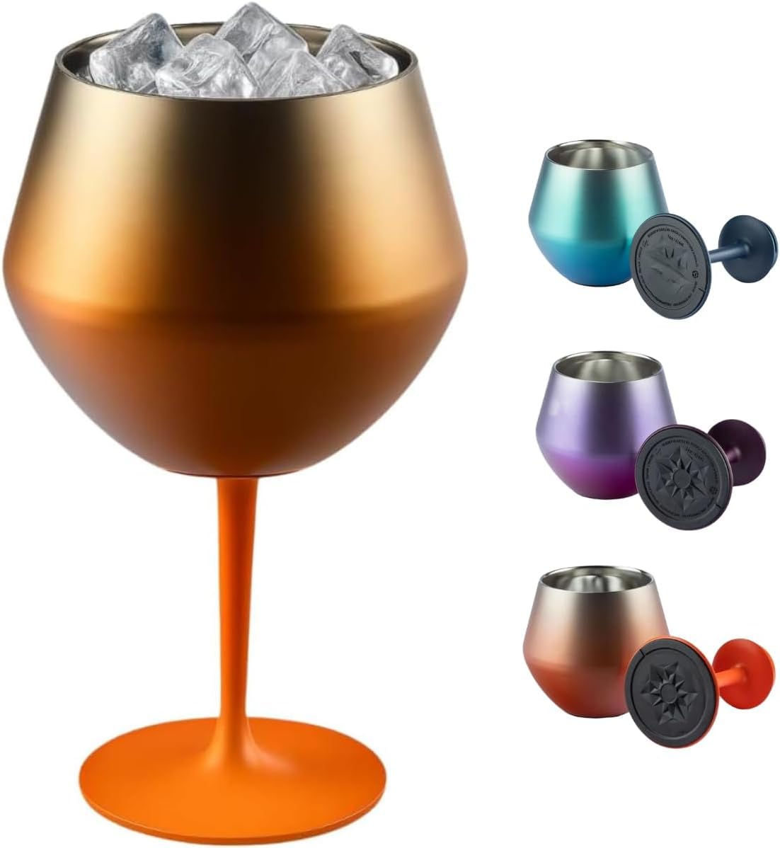 Taça Térmica Inox 2 em 1 Vinho Gin Drinks Cerveja 414ml Copo Térmico Haste Removível Aço Inoxidável Conserva Bebidas Geladas Isolamento Térmico Parede Dupla Cocktail Coquetel (ROSA)