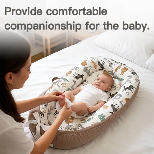 Image of Infant Support Cushion-Breathable and Soft Organic 100% Cotton, Portable Tummy Time Mat with Removable Support Cushionr Cover, Floor Baby Support Cushion for Newborn - Lion