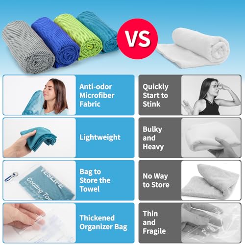 Image of YESLIFE 4-Pack Cooling Towels (40 inchx 12 inch), Cooling Neck Wraps, Ice Towel