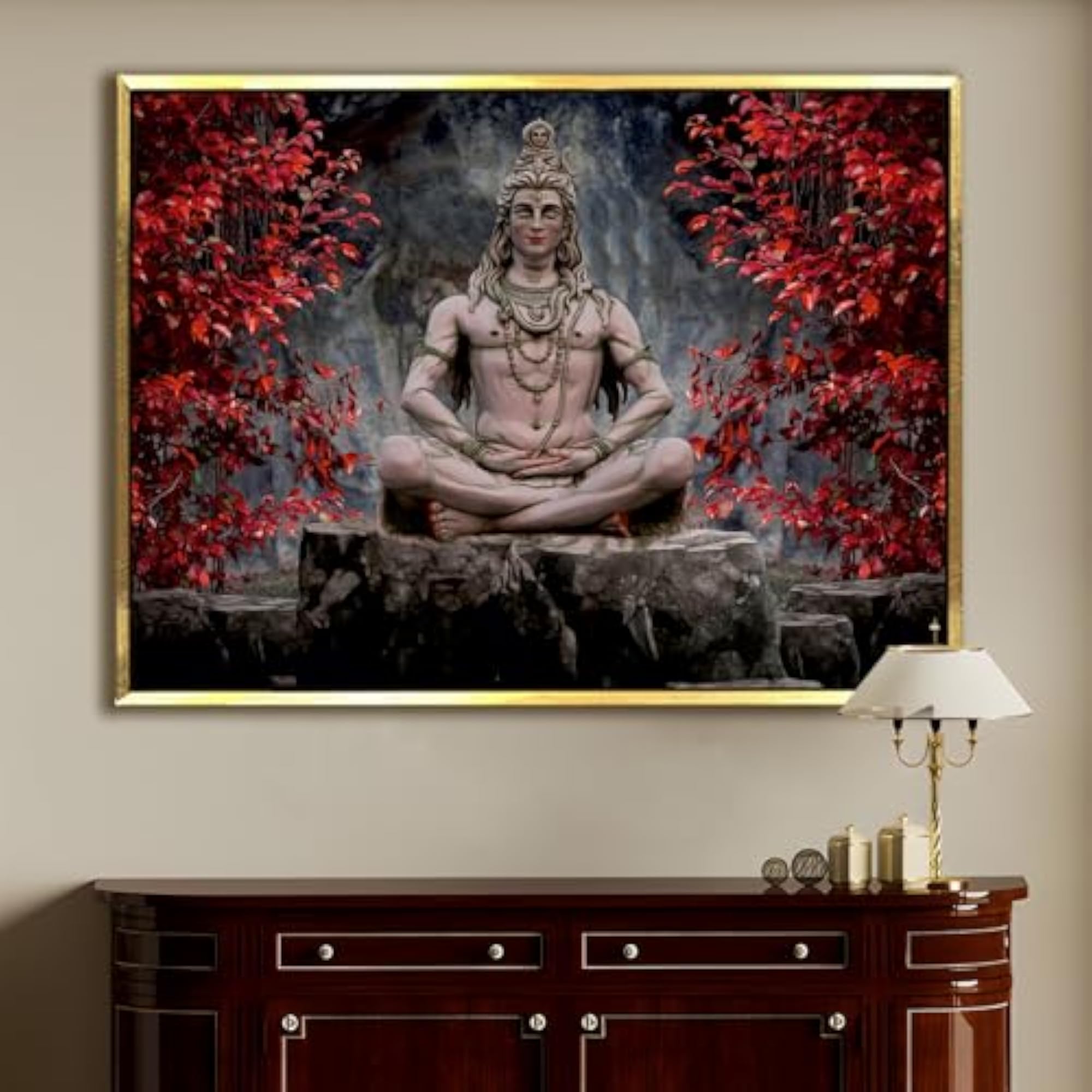 Lord Shiva Wall Art, Vibrant Abstract HD Canvas Print