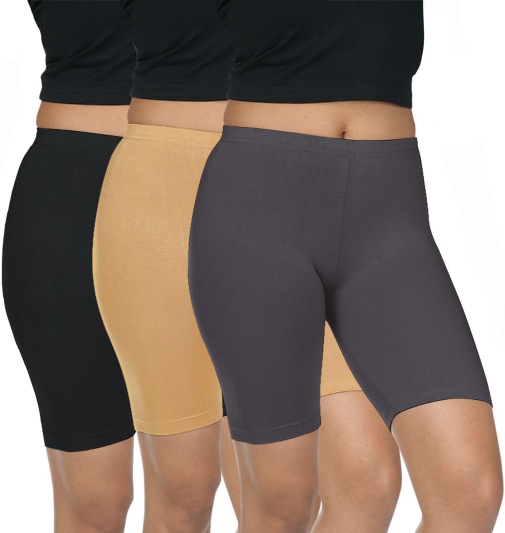 fly birds Pack of 3 Women Viscose Blend Solid Shorts (Black/Honey)-picture-37