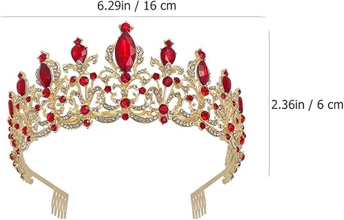 Miniatura 7 de Beaupretty Corona de reina de cristal, tiara barroca corona de boda, accesorio para el pelo de novia para cumpleaños, graduación, tiara para novia y