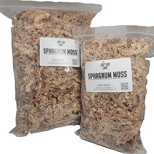 New Zealand Long Fiber Sphagnum Moss | 1Q & 1G | Low Dust | Humid Enclosures | Jumping Spiders | Isopods And Springtails | The Critters Cave (1 gallon (110 grams))