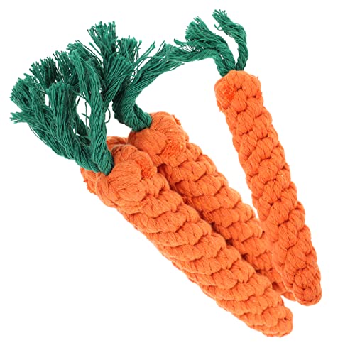 COSMEVIVI 4個 犬の おもちゃ 型の歯ぎしりおもちゃ 綿ロープ のおもちゃ 猫のための手作りニンジンのおもちゃ 猫用コットンロープニンジン ケージアクセサリー