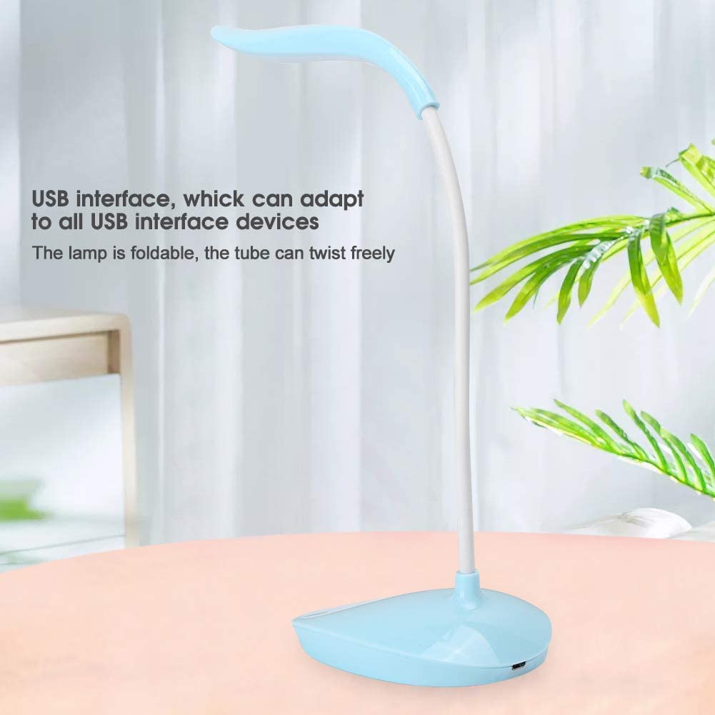 Lámpara Escritorio Lámpara De Escritorio LED Mesa Recargable por USB Plegable Lámparas para Oficina En Casa 360 Grados Ajustable Protección Ocular(Blue)