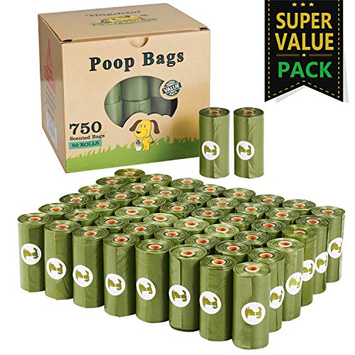 Yingdelai - Sacchetti per escrementi di cane, biodegradabili, 750 pezzi, grandi e spessi, ecologici, profumati