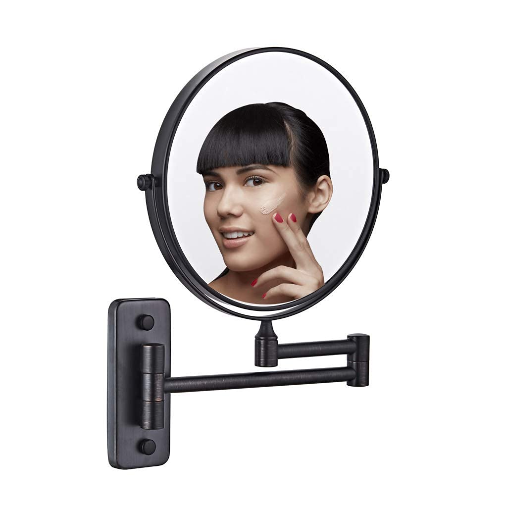 Miroir de maquillage support mural rond 8 pouces avec grossissement double face pivotant