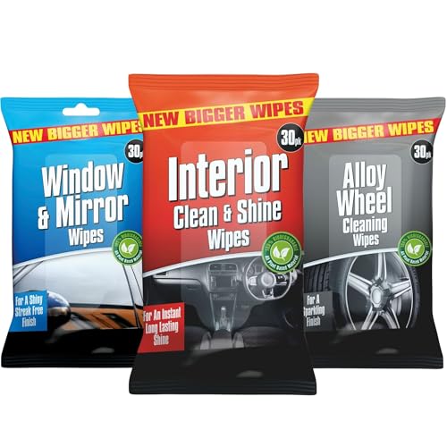 Car Interior Cleaning Wipes Set Biodegradable Interior Glass Alloy Wheel Wipe | Car Wipes Dashboard Cleaner 3x30 90 Set