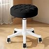 Small Stool - Round Rolling Stool with Wheels - Height Adjustable PU Leather Swivel Stool - Work Stool for Drawing Table Spa & Salon - Office Chair for Home