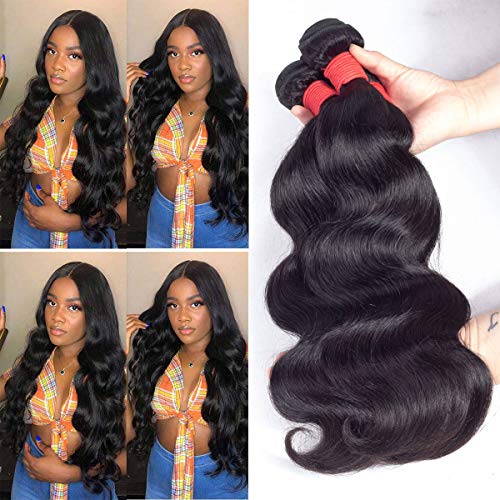 Hensucess Brazilian Virgin Hair body wave Bundles 16 18 20 22 inch 4 bundles 100% Unprocessed human Hair Bundles body wave Natural Color (70g/pcs)