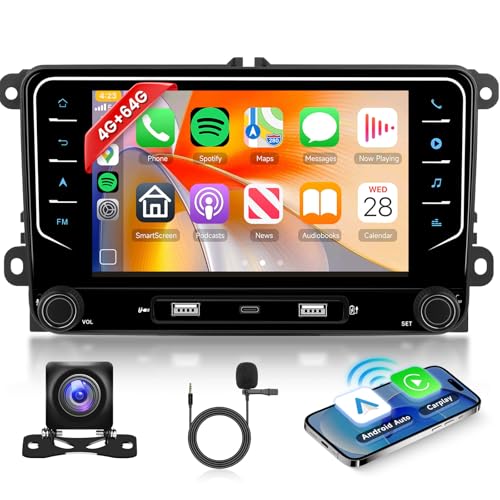 Hodozzy [4G+64G] Car Radio for Volkswagen VW Jetta Passat Golf Beetle Polo Caddy for SEAT for Skoda with Wireless Carplay Android Auto,7 inch Car Stereo with GPS 8 core WiFi FM DSP SWC Canbus