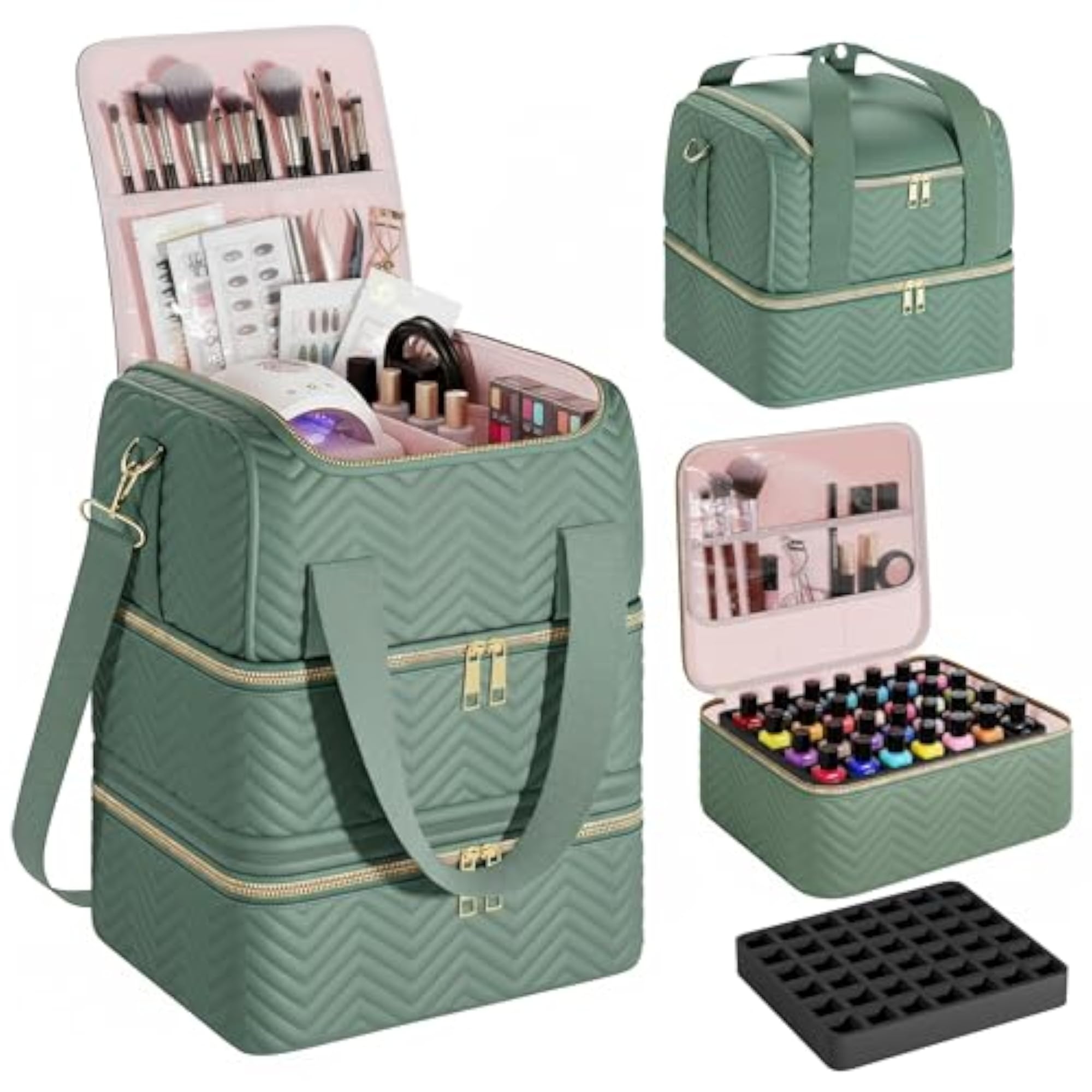 3-Layer Nail Polish Organizer Bag, Holds 84 Bottles