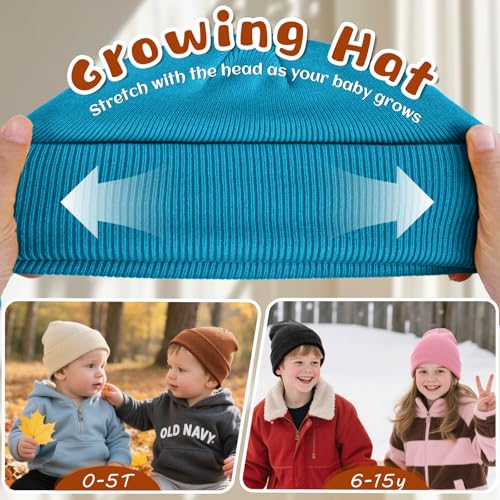 Image of ZOORON Toddler Beanie Boys Girls Beanies Kids Winter Hats Children Knit Cap | Soft Ski Hat, Cozy Core Yarn, Double Layer Warmth, Elastic Zero-Pressure Fit, Warm Kids Hats, School, Daycare, Gifts