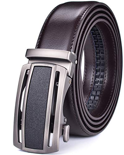 Image of Beltox Men Leather Belt w Slide Ratchet Interchangeable Buckle