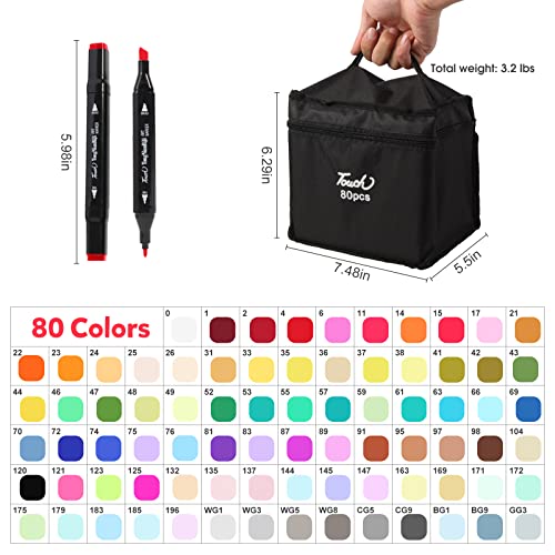 Hyrrt 80 Colors Dual Tips Alcohol Markers, Art Markers Pens With Pen Holder, Permanent Sketch Markers Set For Kids Adults Coloring,Painting, Sketching, Illustrations #TOP5
