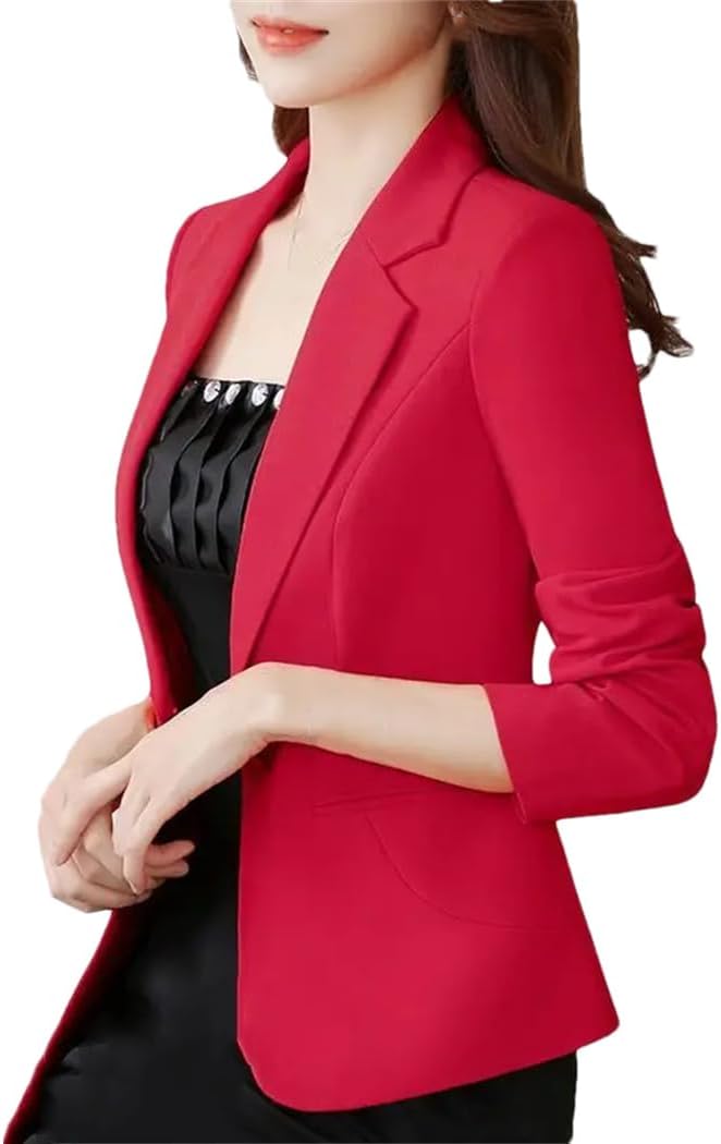Dvbfufv Spring Autumn Women Fashion Casual Coats Ladies Single Breasted Solid Color Blazers Jackets