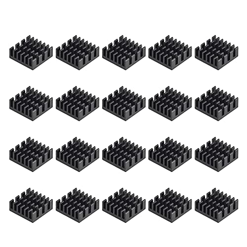 Image of sourcing map 14x14x6mm Aluminum Heatsink Electronic Radiator for MOS IC Chip Black 20 Pcs