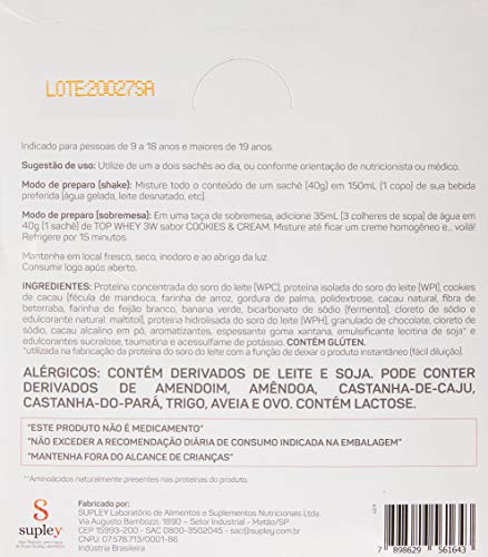 Top Whey 3W - 10 Sachês 40G Cookies & Cream - Max Titanium, Max Titanium, 40 G