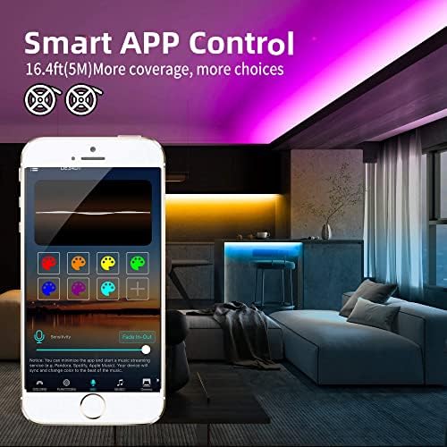 GIDEALED WiFi RGBW LED Strip Lights 16.4ft Dimmable Kit Work with Alexa/Google Assistant,Smart APP/Voice/Remote Control RGB Warm White LED Lights Color Change Music Sync for Bedoom Ambiance Lighting