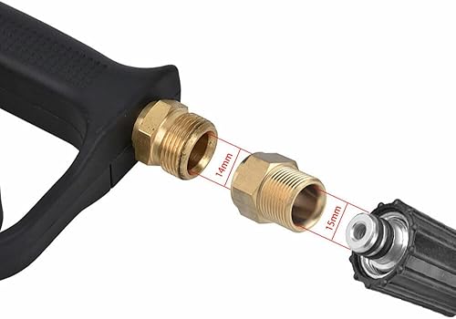 Miniatura 5 de TEAMWILL Lavadora a presión rápida métrica M22 0.591 in rosca macho a M22 0.551 in hembra montaje 1PC