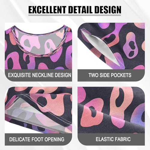 senya Short Sleeve Pajamas Sets Summer Cotton Sleepwear Purple Leopard Print4