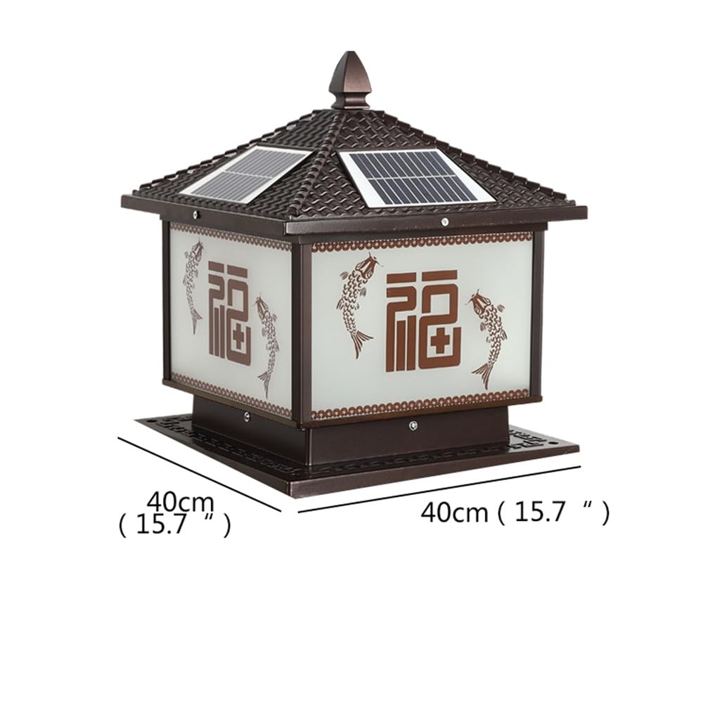Esterno Solare Post Lampada Impermeabile per Moderno per la Casa Villa Giardino Cortile Portico che racchiude Parete Led Post Luci (M caffè D40CM 1pcs)